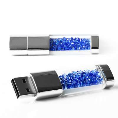 Custom Print Logo Crystal USB Thumb Pen Drive 2 4 8 16 32 64 GB