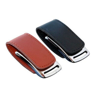 Premium Black Leather Key FOB USB Flash Memory Drive 32GB(Red)